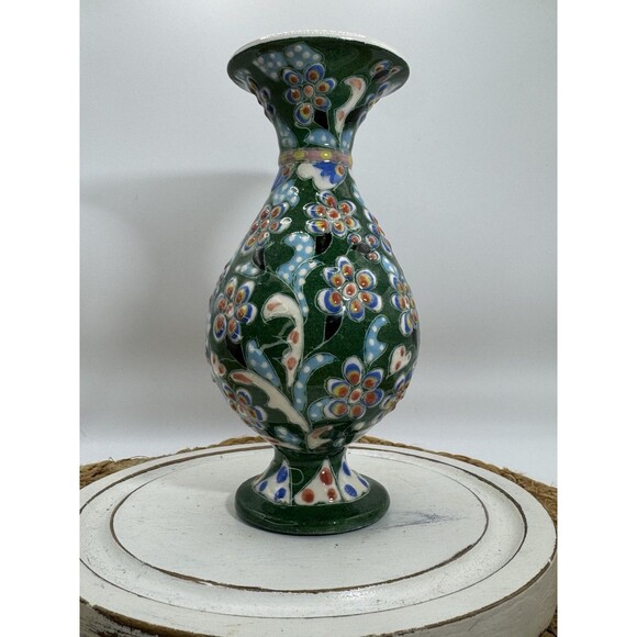 Vintage Turkish Floral Mosaic Pattern Vase - Picture 1 of 5